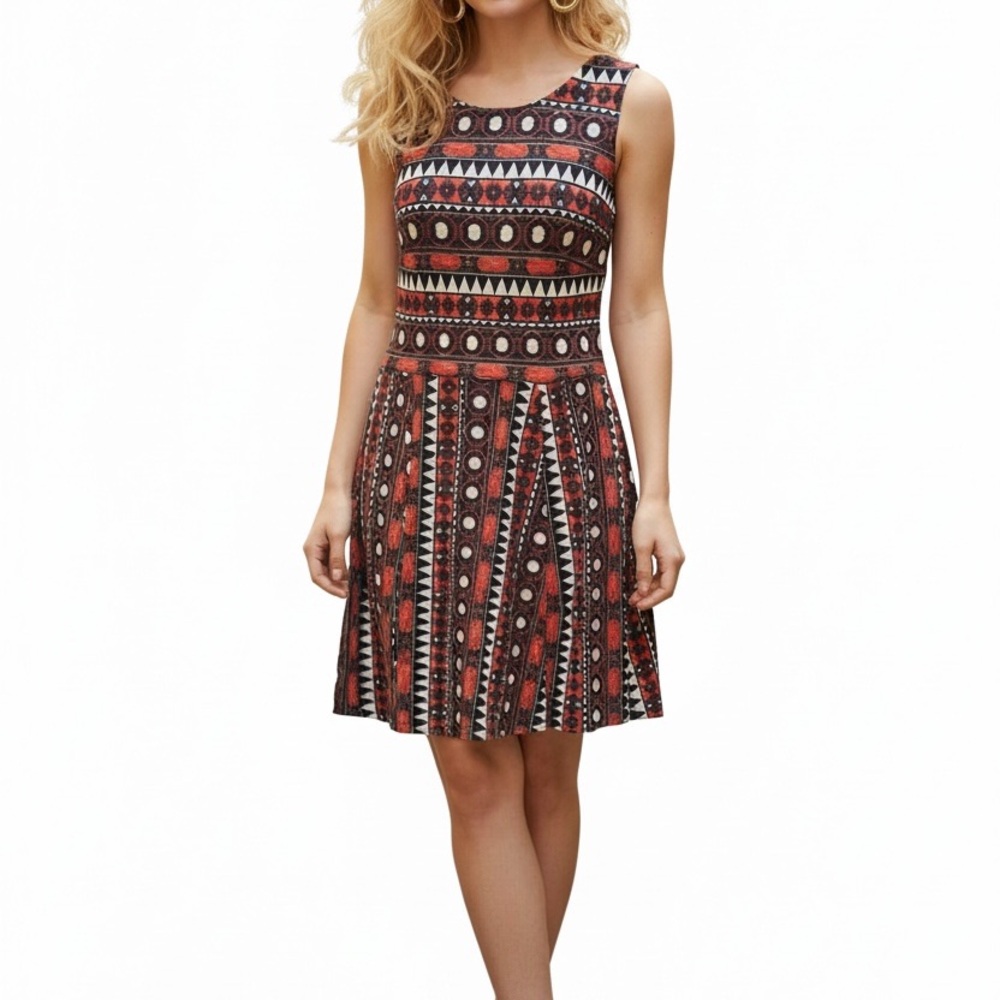 H&M Divided Tribal Aztec Geometric Print Skater Dress Sleeveless